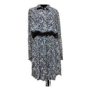 Well Worn Blue and White Floral Shirt Dress Sz XL PTP 26”